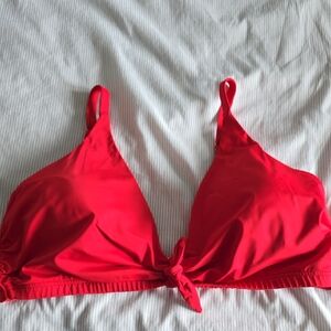Red Tie-Front Bikini Top